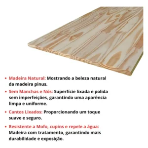Tampo De Mesa Madeira Maciça Natural Pinus P/ Bancada 100x50