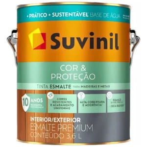 Tinta Esmalte Suvinil Preto Fosco 3,6L Base Água Madeiras Metais