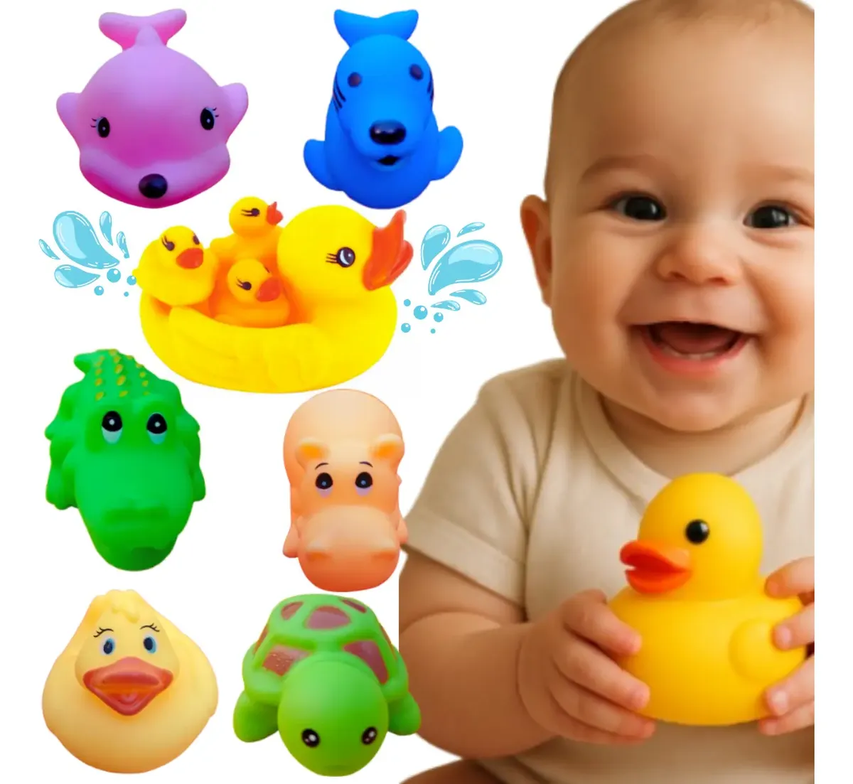 18 Brinquedos Banho Divertido Bebê Bichinhos De Vinil Macio