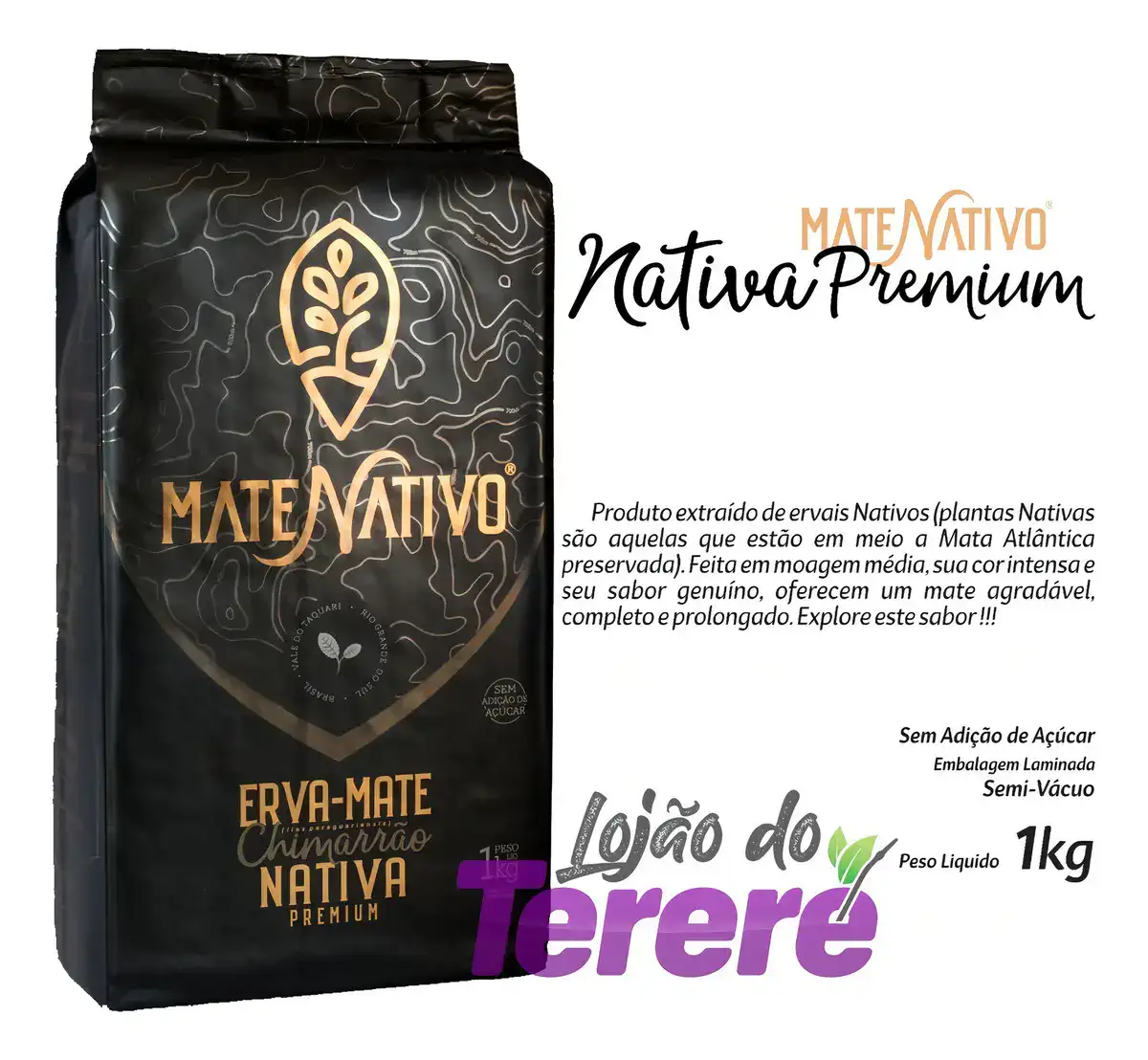 Erva De Chimarrão Mate Nativo Sabor Premium Orgânica 1kg