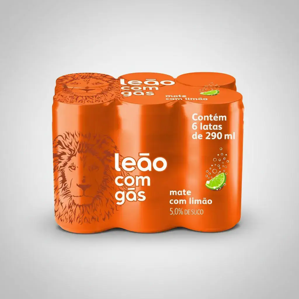 Kit 6 Chá Mate Leão Com Gás Sabor Limão Gelado 290ml Cada - Imagem 6