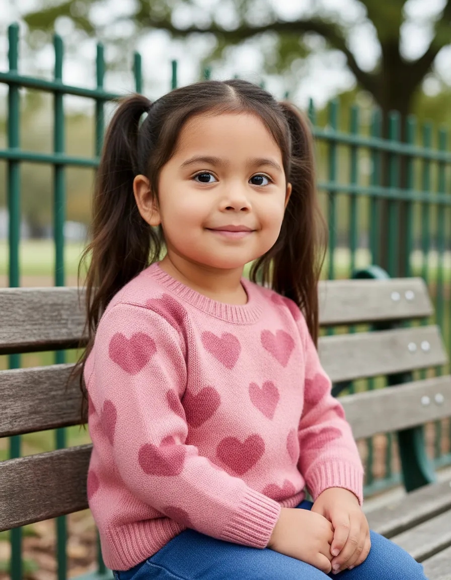 Blusa Lã Tricô Infantil Kids Menina Coração Inverno Criança - Imagem 4