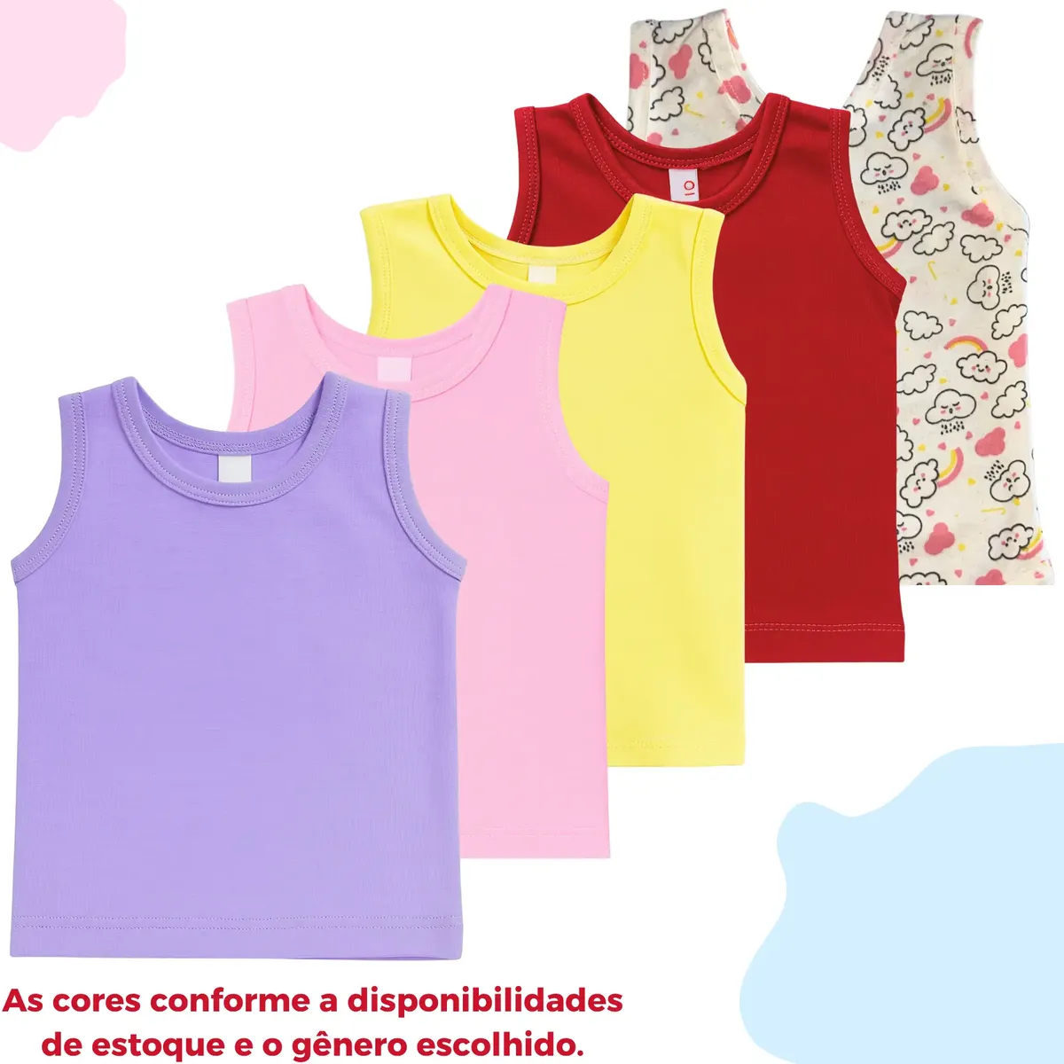 Kit 5 Regatas Camisetas Bebê Pijama Menino Menina - Imagem 7
