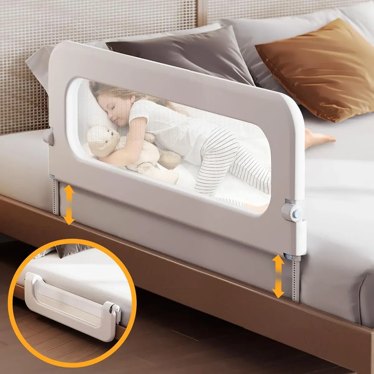 Grade Para Cama De Protecao Cama Luxo Alta Idoso Crianças - Imagem 5