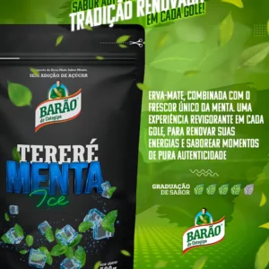 Erva-Mate Barão de Cotegipe Tereré Menta Ice 500g – Sabor Refrescante de Hortelã, Sem Glúten e Sem Adição de Açúcar