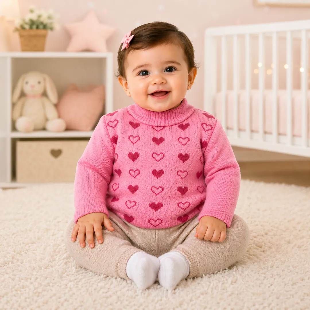 Blusa De Lã Bebê Menina Inverno Tricot De Qualidade - Imagem 2