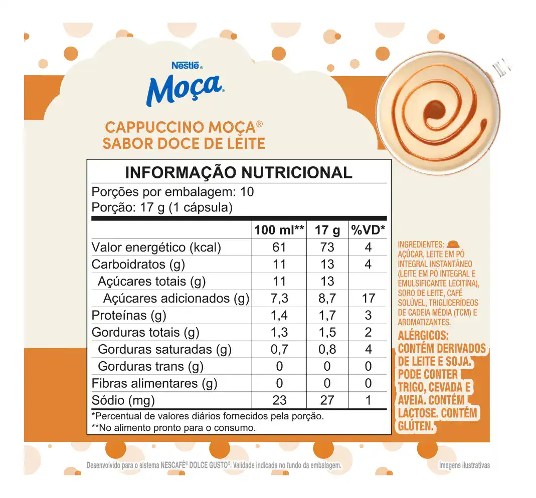 Capsula Nescafé Dolce Gusto Cappuccino Doce Leite Moca 10 Un - Imagem 7