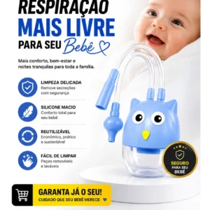 Aspirador Nasal Bebê Silicone Lavável Sugador Nasal Infantil