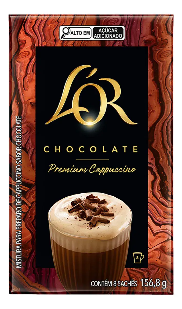 Cappuccino Solúvel Chocolate Premium L'or 156,8g Com 8 Sachês - Imagem 5