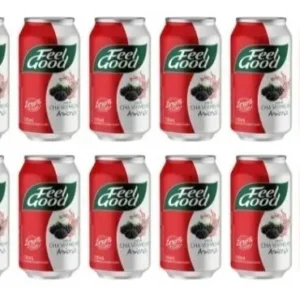 Chá Vermelho Amora Feel Good Pronto para Beber Lata 330ml Kit c/ 12