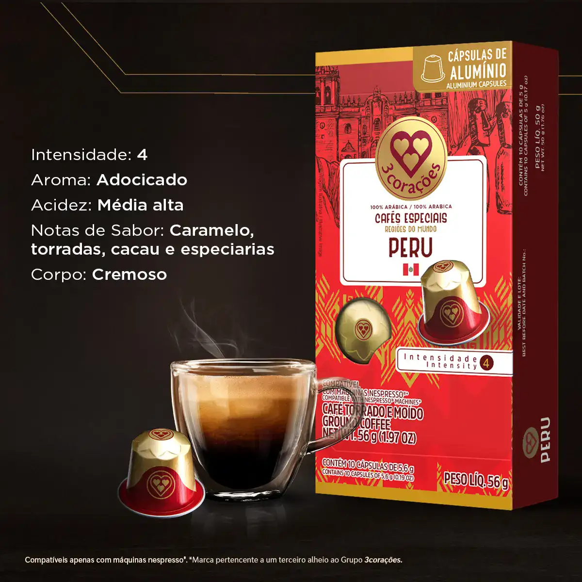 Cápsula de Café Compatíveis Nespresso® Regiões do Mundo Peru 3 Corações - 10 Unidade - Imagem 8