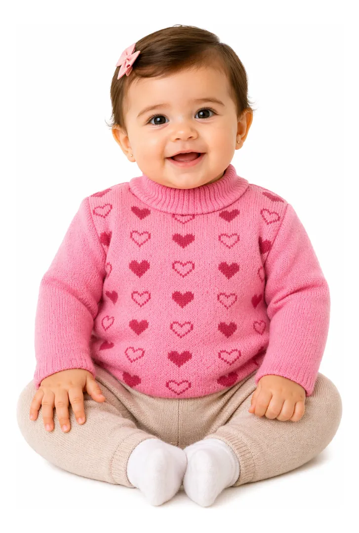 Blusa De Lã Bebê Menina Inverno Tricot De Qualidade - Imagem 4