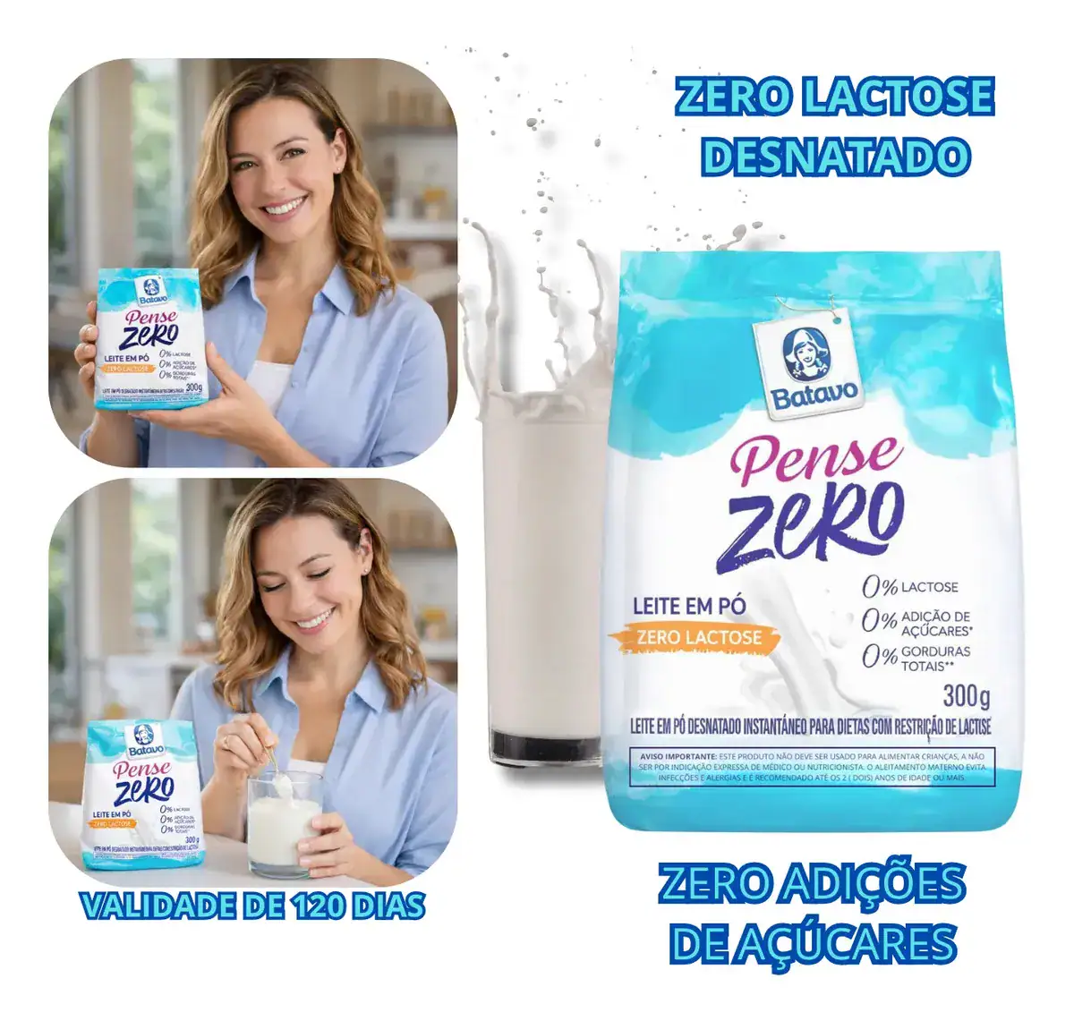 Leite Em Pó Desnatado Penze Zero Sem Gluten Sem Lactose 0% Gorduras E Adição De Açúcar Batavo - Imagem 6