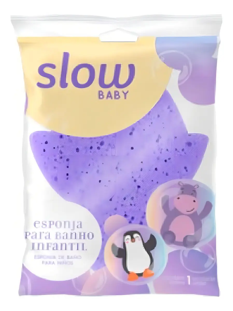 Esponja Banho Infantil Lanossi Slow Baby Hipopótamo Pinguim - Imagem 4
