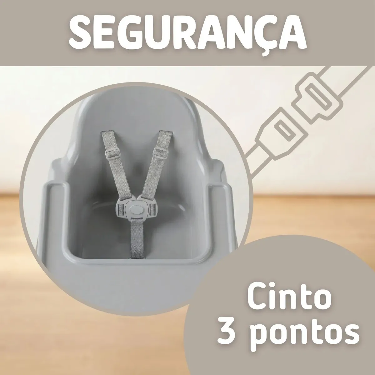 Cadeira De Refeição Portátil Para Bebê Alimentação Infantil Cinza - Imagem 8