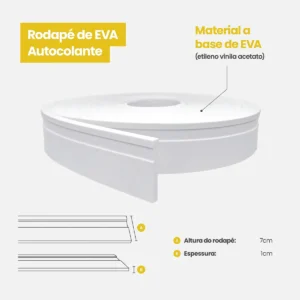 Rodapé De Eva Autocolante 15mx7cm Flexível Branco Decorativo