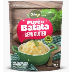 Purê de purê de batata desidratado em flocos instantâneo Grings Alimentos Saudaveis sem glúten 160 g