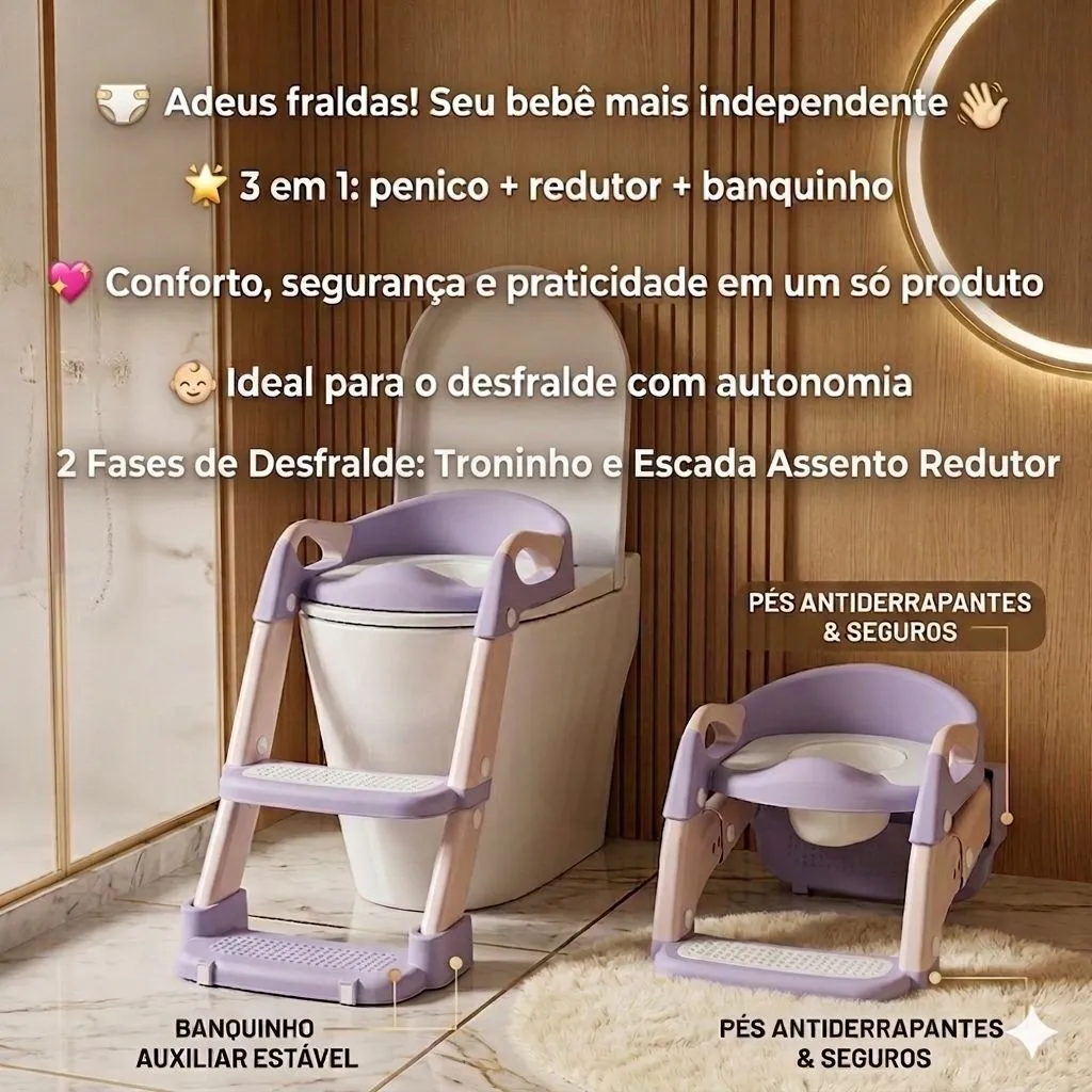 Privadinha Penico Troninho Assento Redutor Escada Bebê Portá - Imagem 6