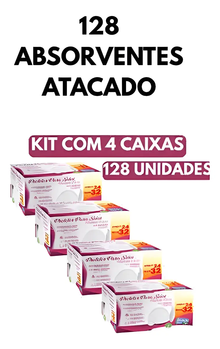 Kit 4 Absorventes P/ Seios Descartáveis Nature Care 128 Unid Cor Branco