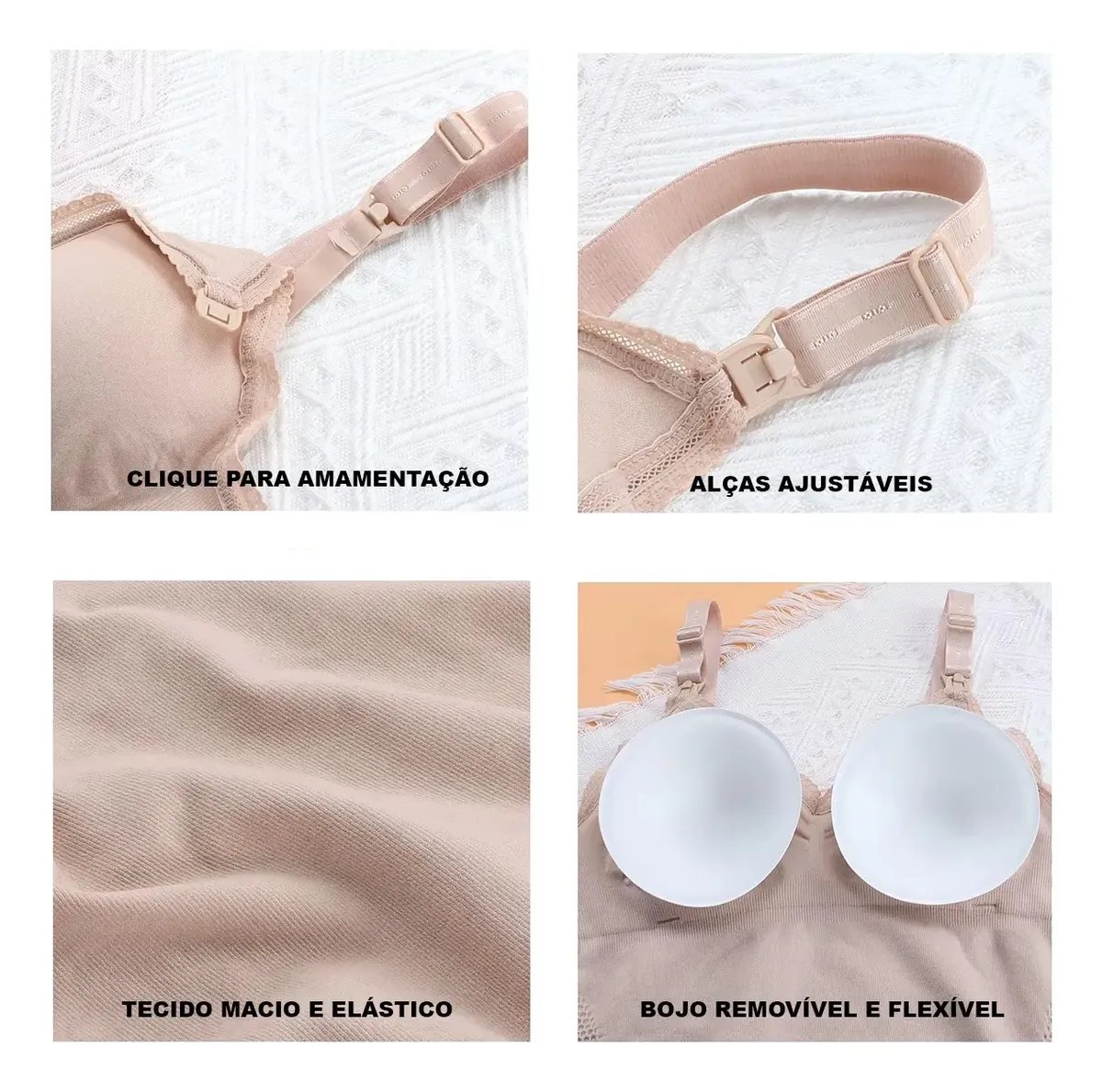 Regata De Amamentação Blusa Maternidade Bojo Removível Liso - Imagem 4
