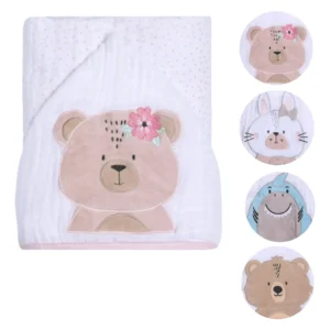 Toalha Banho Bebê Soft C/ Capuz 3 Camadas Algodão Bordado