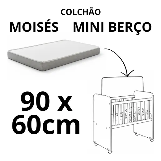 Colchão Antialérgico Berço Moisés 90x60cm Tampo Impermeável