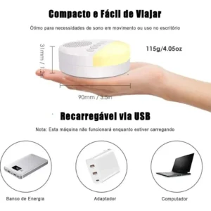 Aparelho De Som Bebês Ruído Branco Relaxante Dormir Bem
