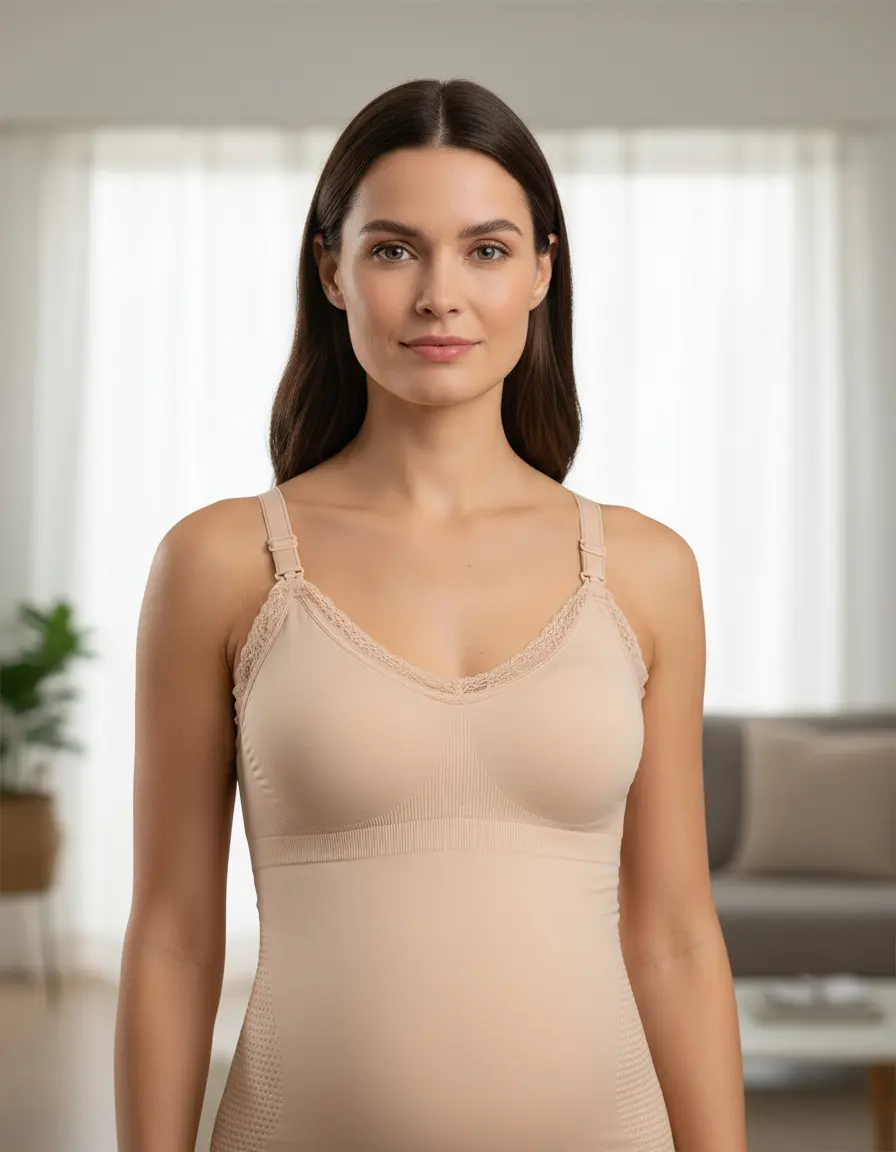 Regata De Amamentação Blusa Maternidade Bojo Removível Liso - Imagem 7