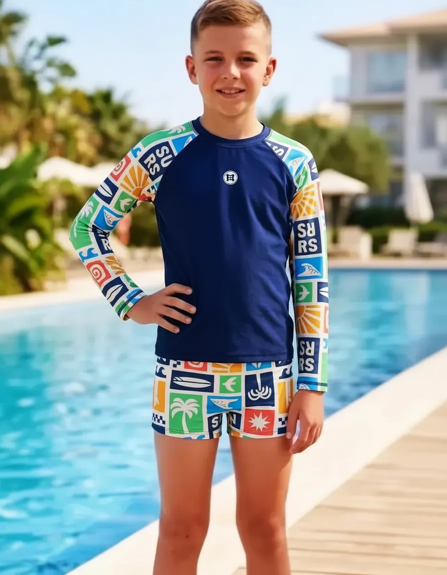 Sunga + Blusa Proteção Solar Fps Uv50 Roupa Banho Juvenil