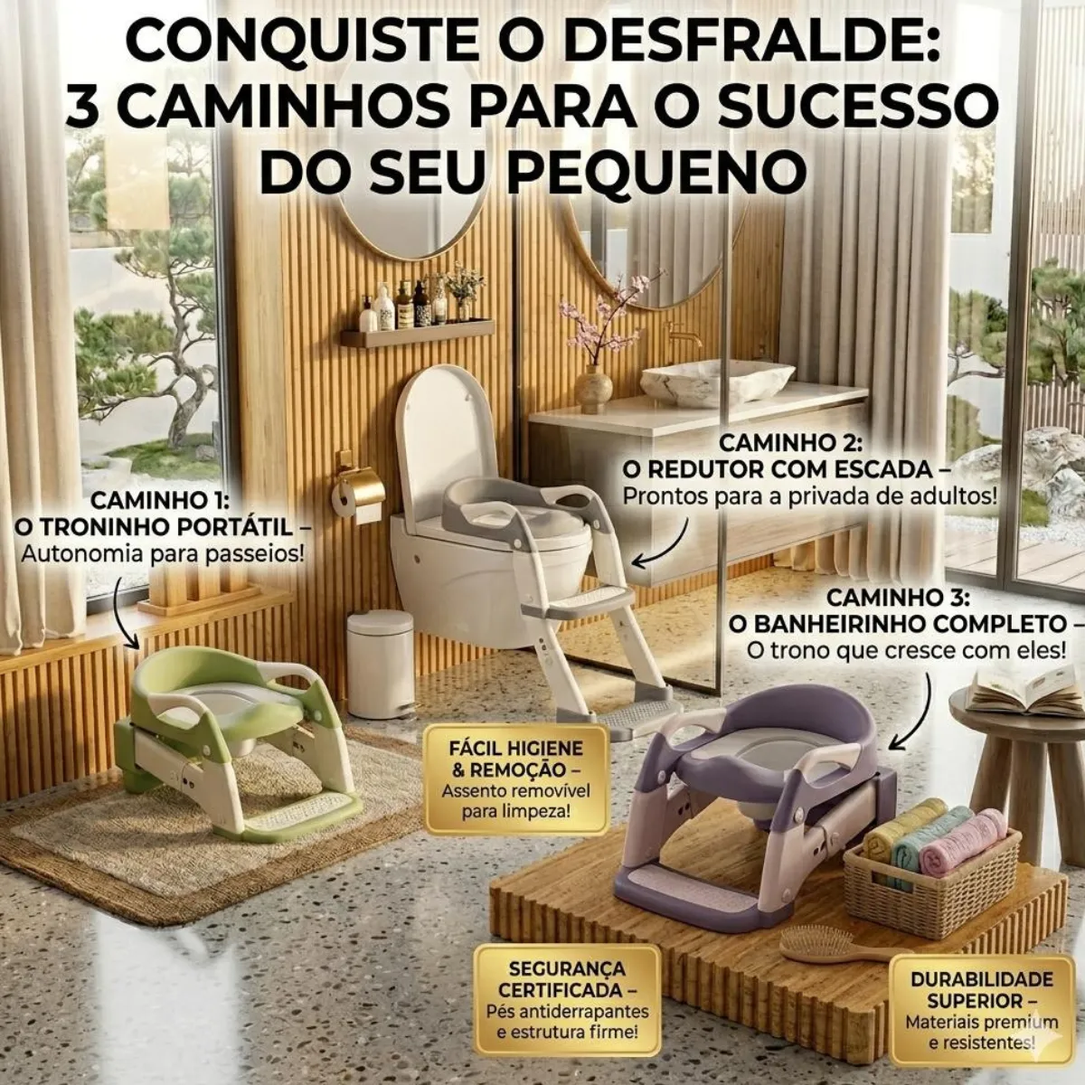 Privadinha Penico Troninho Assento Redutor Escada Bebê Portá - Imagem 7