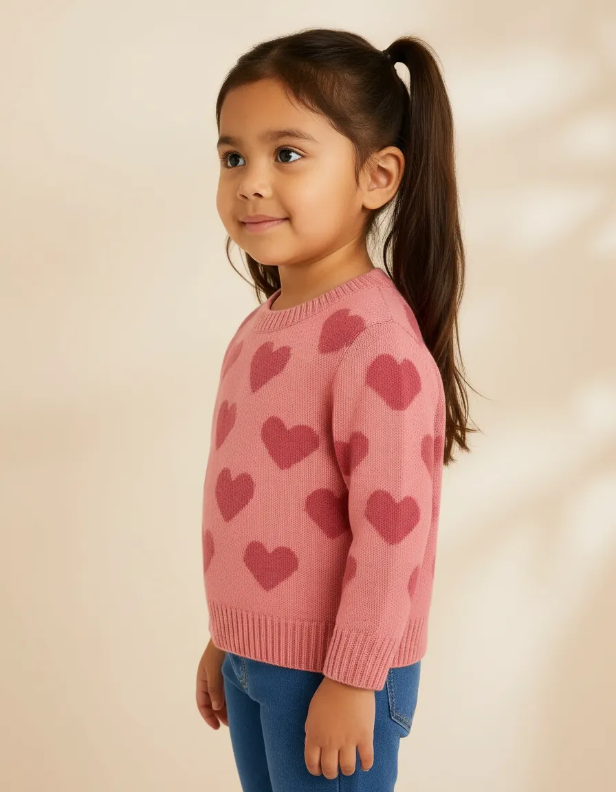 Blusa Lã Tricô Infantil Kids Menina Coração Inverno Criança - Imagem 7