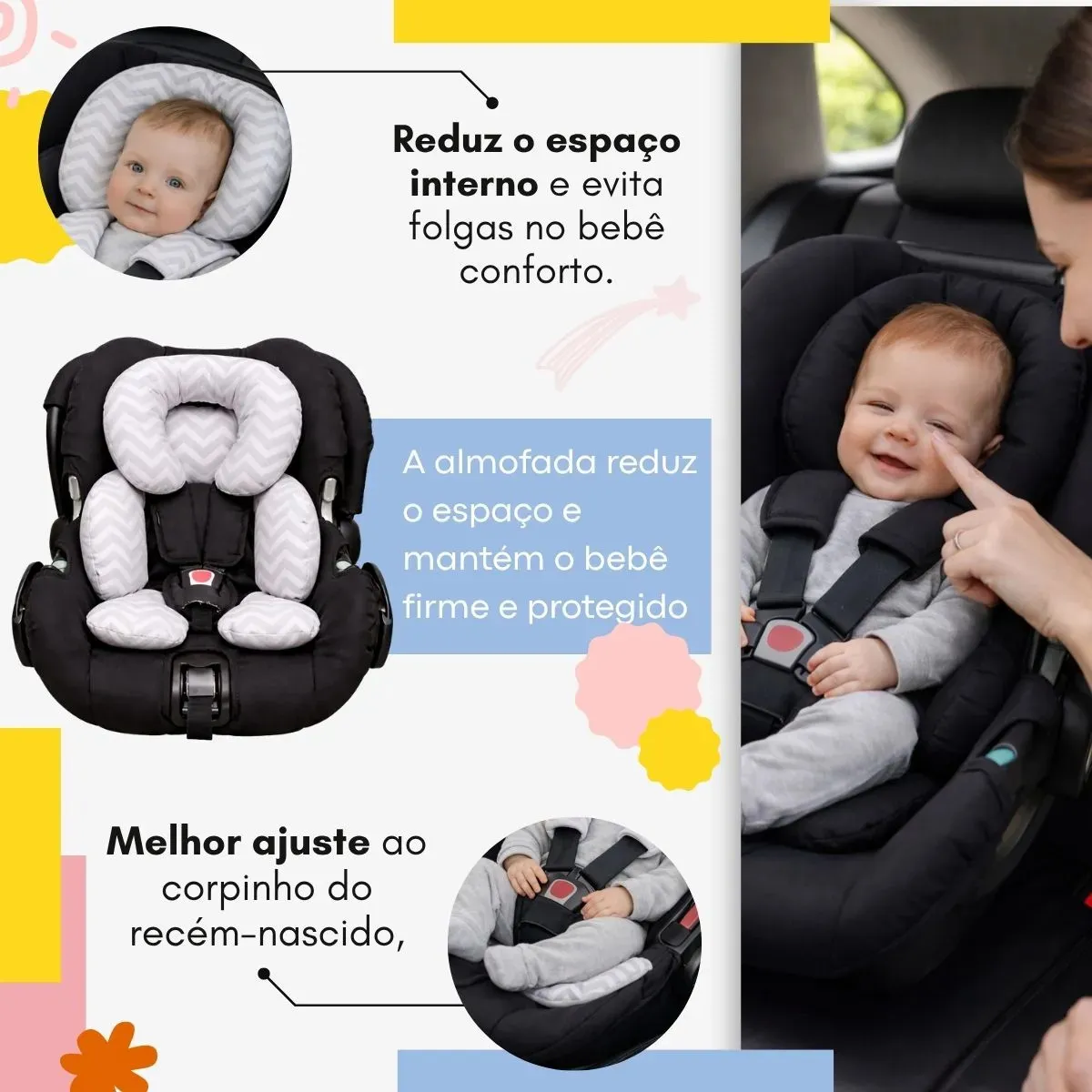 Redutor Bebe Conforto Almofada Cadeirinha Protetor Chevron Boa Dica - Imagem 4