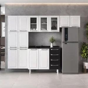 Cozinha Completa Diamante 13 Portas 4 Gavetas Itatiaia - Branco E Preto