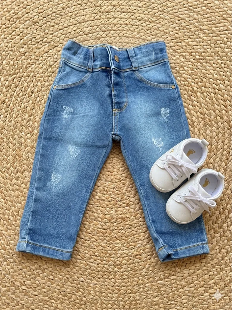 Calça Bebê Unissex Veste 03 A 09 Meses Tamanho Único Ajuste.