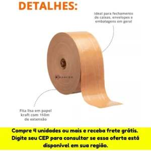 Fita Gomada Com Reforço 70mm Fechar Caixa De Papelão 1 Rolo