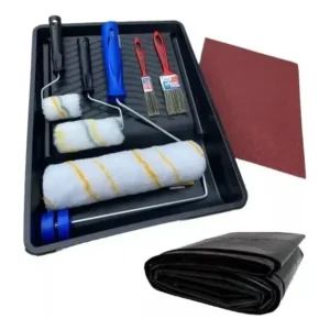 Kit Pintura De Parede Rolo Lã Lixa E Pincel Lona Com 13 Pçs Tigre