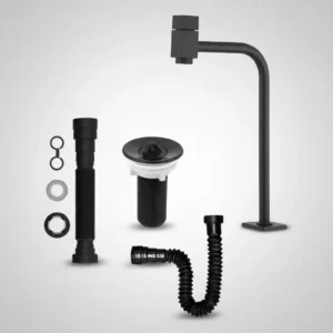 Kit Banheiro Torneira Metal Cuba 90° + Válvula Lav + Sifão