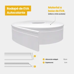Rodapé Autocolante Flexível Eva Branco 10mx10cm Decorativo