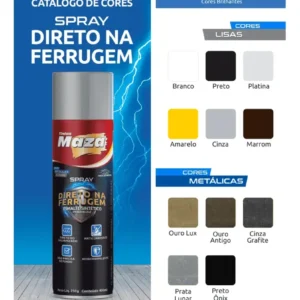 Spray Esmalte Preto Acabamento FOSCO Maza Direto Na Ferrugem 400ml