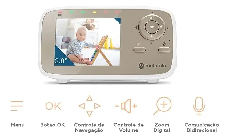 Motorola VM483 babá eletrônica tela 2.8 Lcd com zoom digital cor branco - Imagem 6
