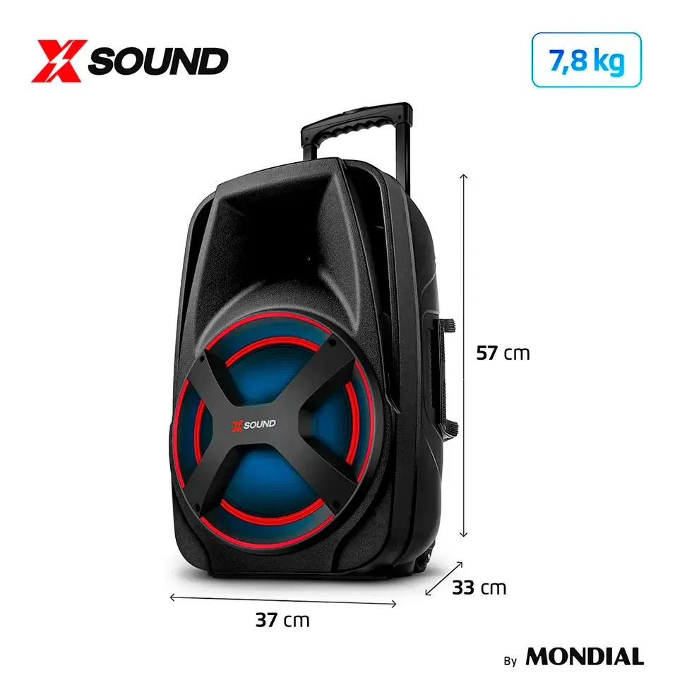 Caixa Amplificada Mondial CM-650-N 650W Bluetooth MIC Guitar - Imagem 3