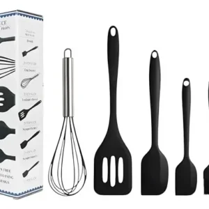 Kit 5 Utensílios Cozinha Silicone Espátula Fue Pincel Colher