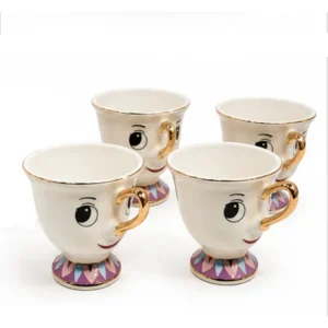 Jogo De Chá/café A Bela E A Fera De Porcelana 6 Peças Lindo!