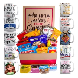 Cesta De Café Da Manhã Completa Com 32 Itens + Caneca