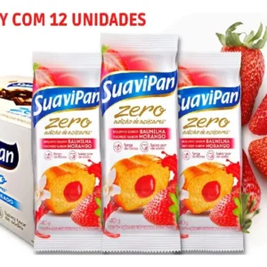 Bolinho Zero Açúcar Baunilha Com Morango - 12x40g Suavipan