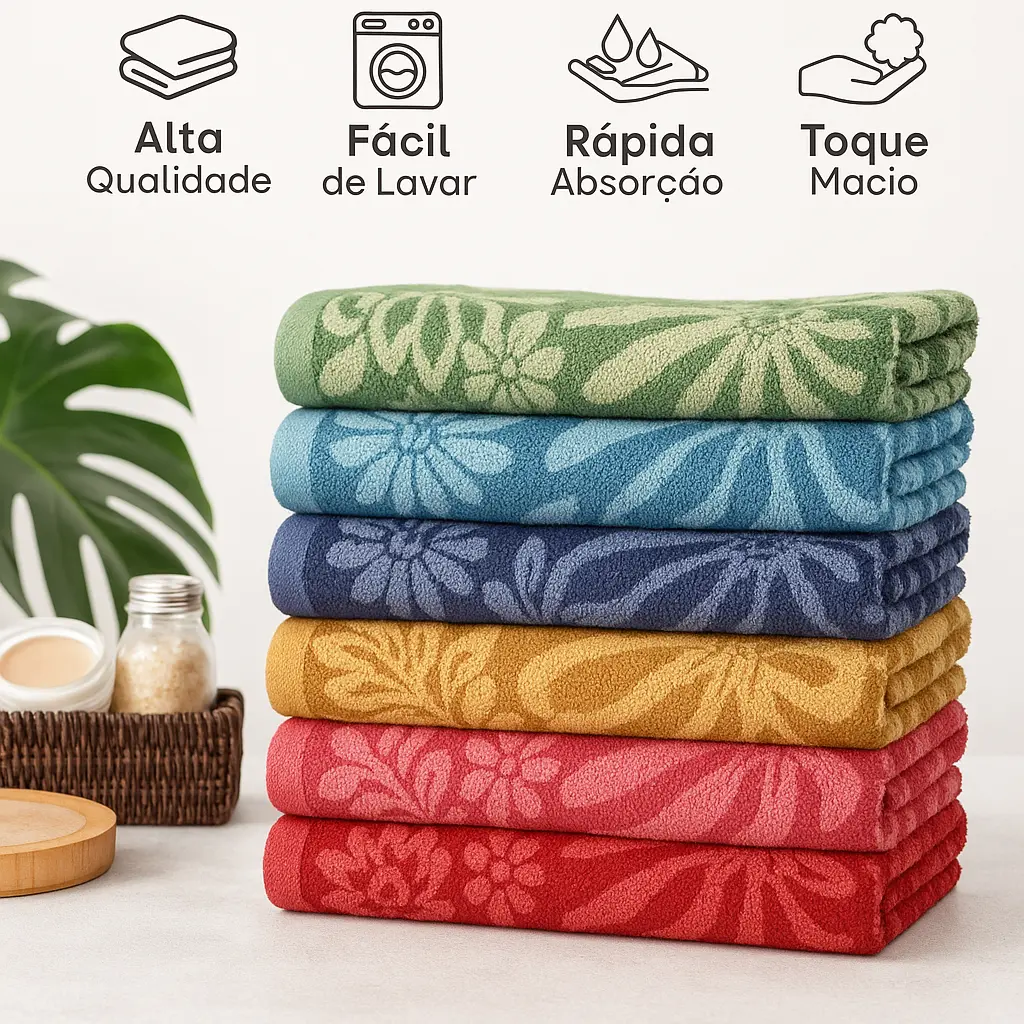 Kit 5 Toalha De Banho 1,40x0,70 Macia E Alta Absorção 380g