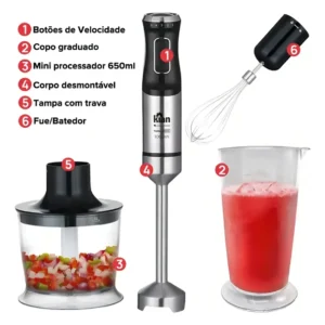 Mixer Turbo 3 Em 1 - 1000w 5 Velocidades Cor Preto
