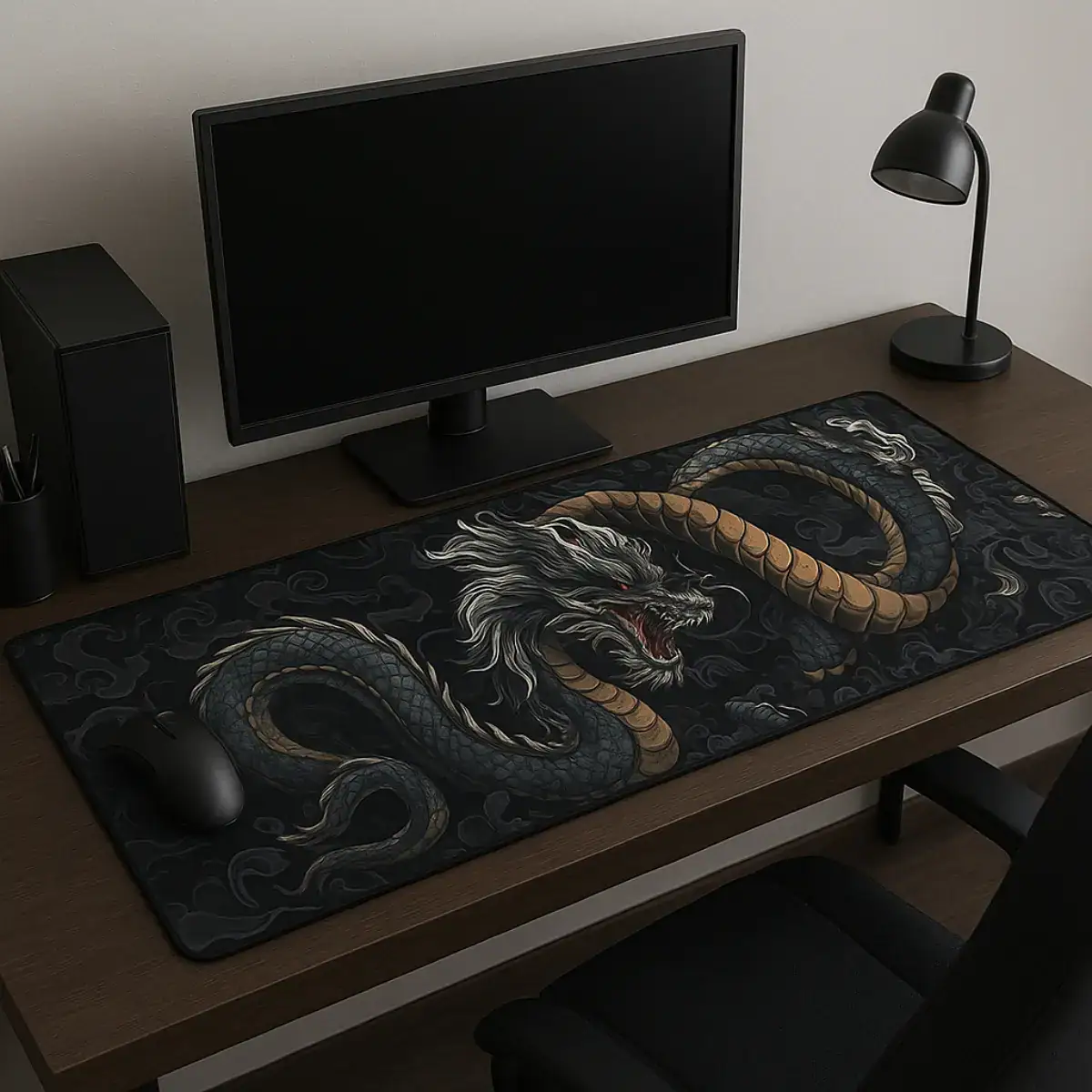 Mouse Pad Gamer Grande 70x35 Speed Pro Antiderrapante Drgão Azul Digital Informática - Imagem 2