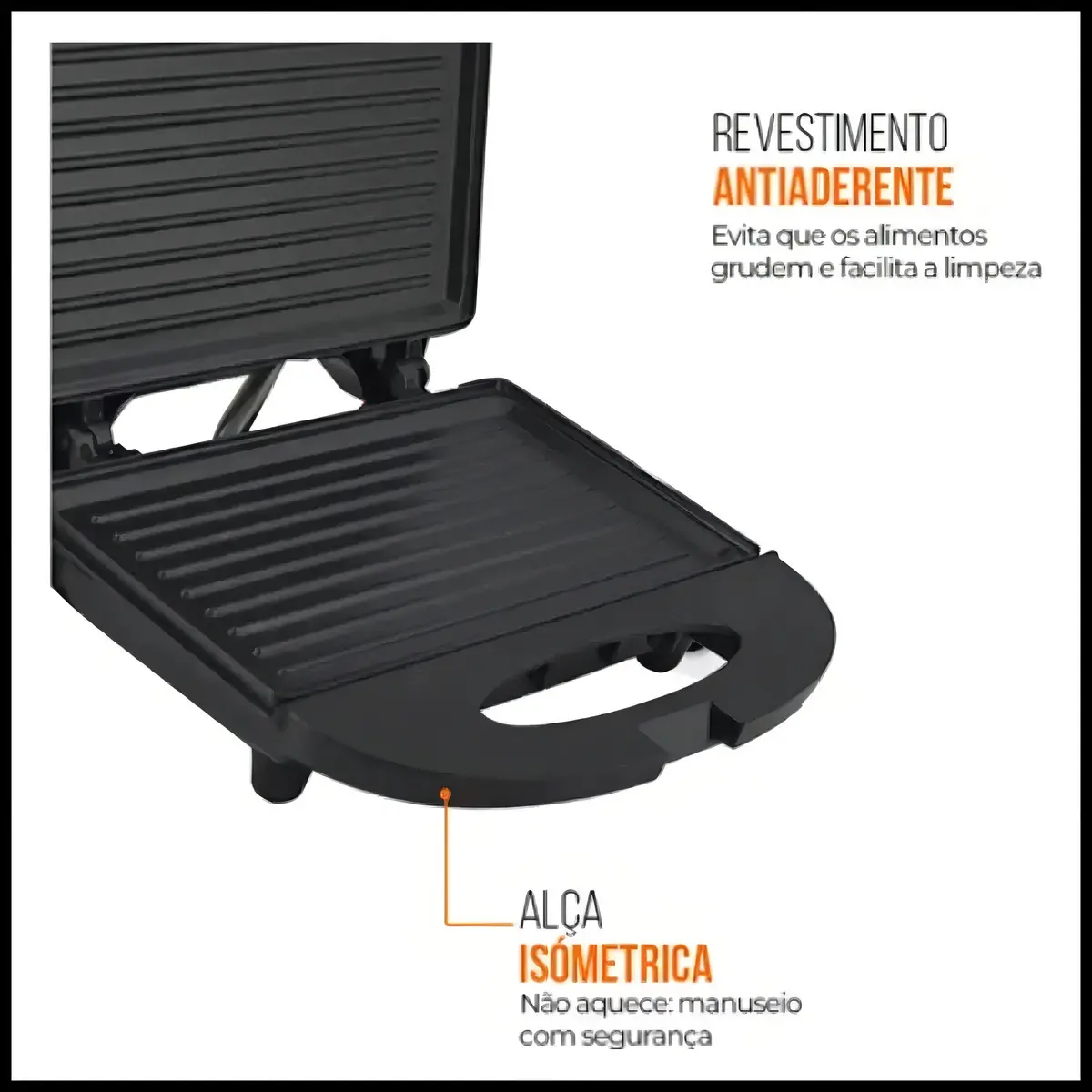 Sanduicheira Grill 2 Em 1 Kian Preta Elétrica 750w Cor Preto,Seu Mixto Quente Ultra Rápido, e Outros Petiscos - Imagem 2