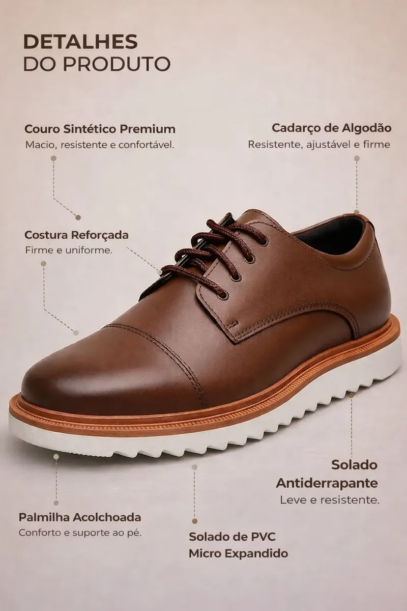 Sapato Oxford Social Masculino Qualidade Moderno Confortável